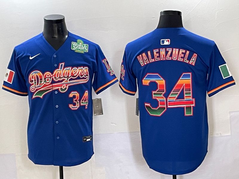 Men 2025 Los Angeles Dodgers #34 Valenzuela Blue Nike MLB Jersey style 6275->los angeles dodgers->MLB Jersey